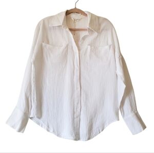 New Two Piece Cotton White Pants and Button Down Shirt Size XS NWT